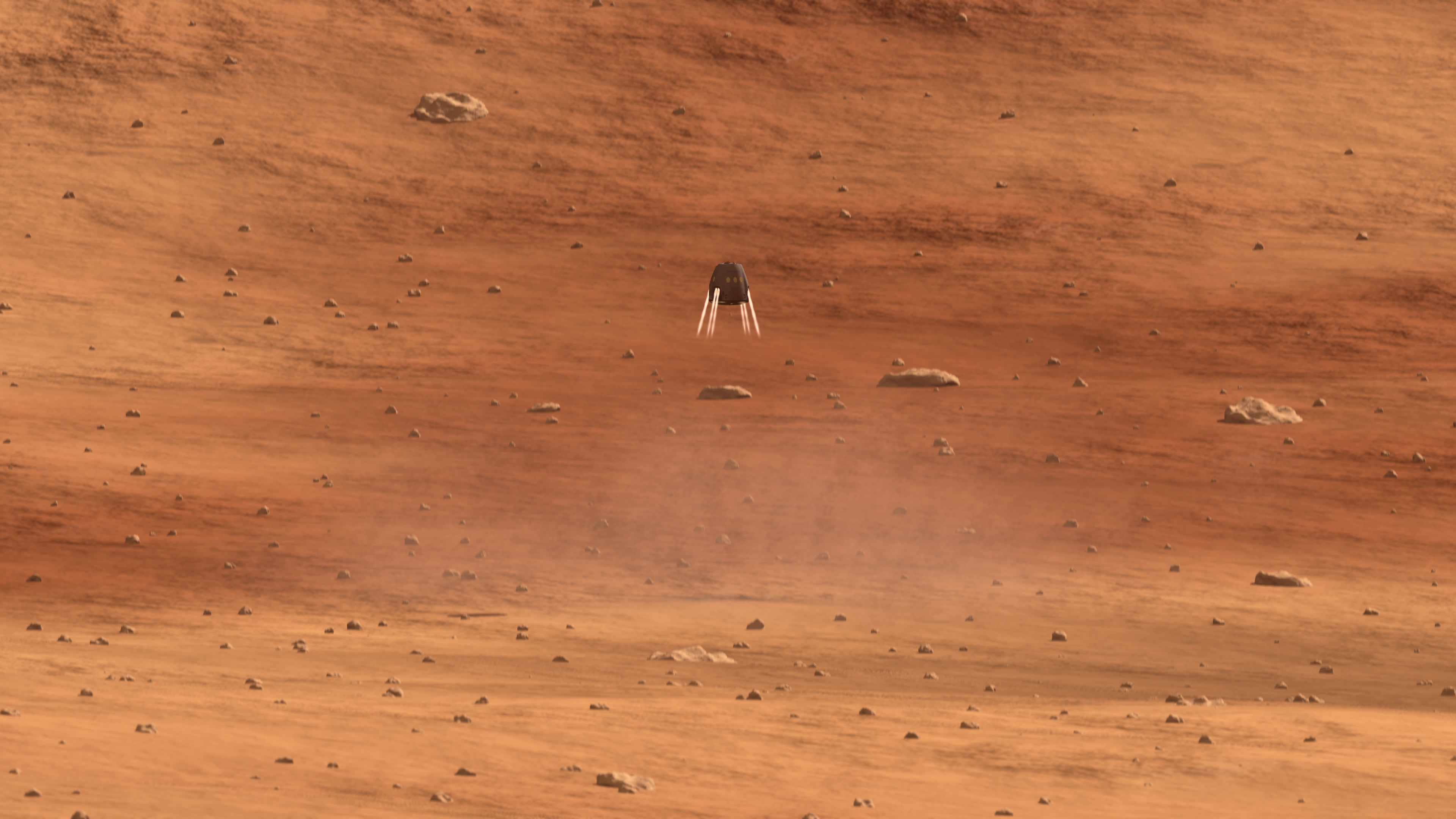 The Red Dragon capsule lands on Mars.
